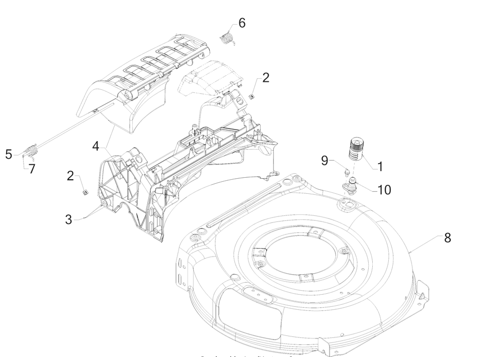 Deck Assembly Diagram and Parts List for SC700H (12AL2CQ710)(2017) Cub Cadet Lawn Mower